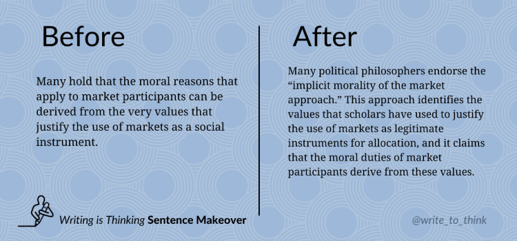 Political Philosophy Sentence Makeover: markets and morals