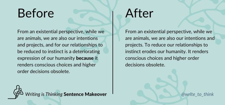 Philosophy Sentence Makeover: using and cutting “because”